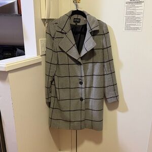 Jones New York Gray Windowpane Pea Coat